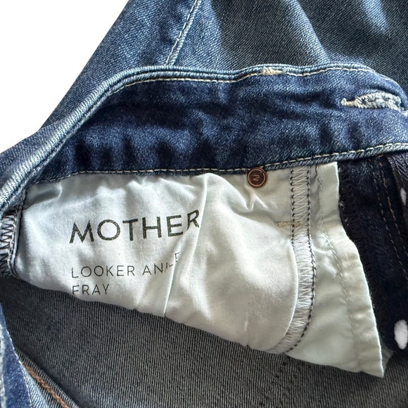 Mother The Looker Ankle Fray Dark Blue Jeans Size 26 - Picture 5 of 9